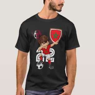 Morocco Dabbing Soccer Boy Moroccan Flag Football T-Shirt