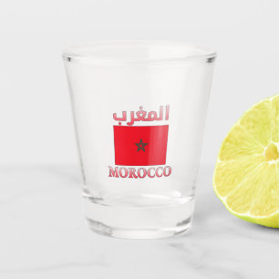 Morocco Flag المغرب Arabic & English WordArt Shot Glass