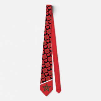 Morocco Flag and Heart Pattern Moroccan Pride Tie