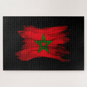 Morocco flag brush stroke, national flag jigsaw puzzle