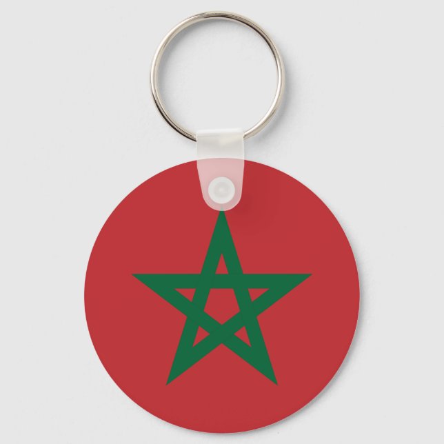 Morocco Flag Button Key Ring (Front)