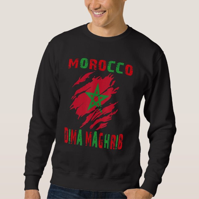 Morocco Flag Cool Red and Green Moroccan Flag Sweatshirt (Front)