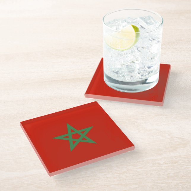 Morocco flag glass coaster (Angled)