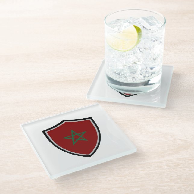 Morocco flag glass coaster (Angled)