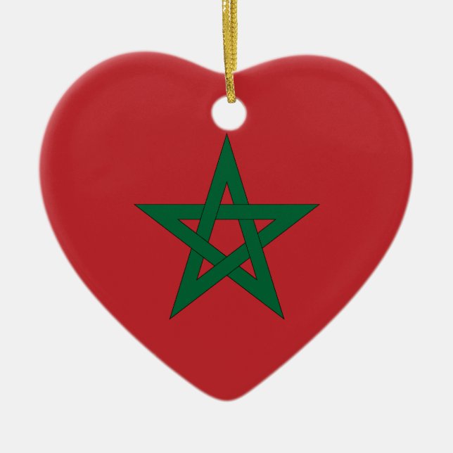 Morocco Flag Heart Ornament (Front)