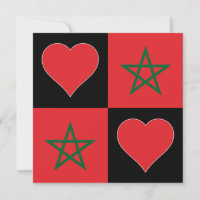Morocco Flag Heart Patriotic Moroccan Greeting