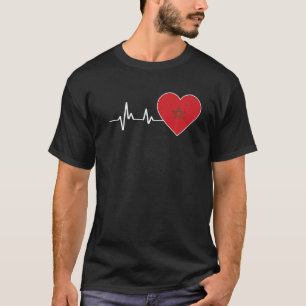 Morocco Flag Heartbeat For Moroccans And Who Love T-Shirt