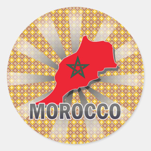 Morocco Flag Map 2.0 Classic Round Sticker (Front)
