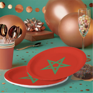 Morocco flag paper plate