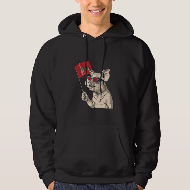 Morocco Flag Pig Moroccan Roots Moroccan Pride Sun Hoodie (Front)