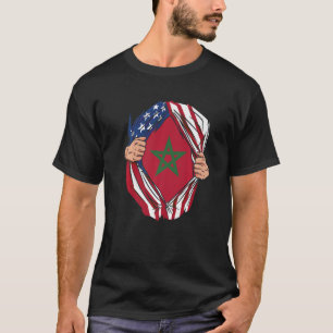 Morocco Flag Pride America USA Flag Heritage Roots T-Shirt