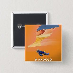 Morocco Illustrated Map travel poster print. 15 Cm Square Badge