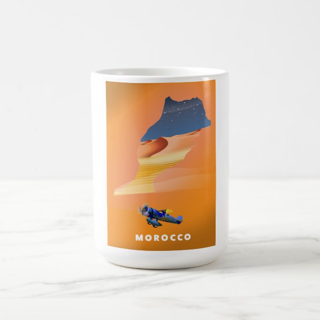 Morocco Illustrated Map travel poster print. Magic Mug (Center)