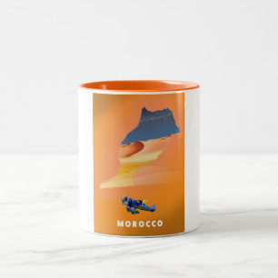 Morocco Illustrated Map travel poster print. Two-Tone Coffee Mug