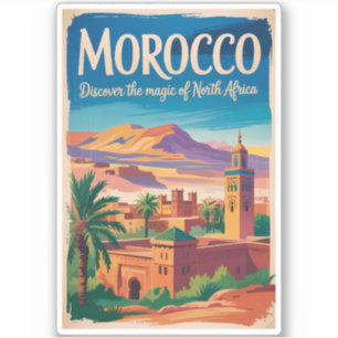 Morocco Illustration Travel Art Vintage