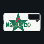 Morocco is a heritage worthy of pride samsung galaxy case<br><div class="desc">This design captures a contemporary celebration of Moroccan identity: a flat, modern five‑point star abstracted from zellige geometry with deliberate gaps that suggest tile joints and handcrafted rhythm; a clean, display wordmark integrated across the star where each 'o' subtly references camel, old keyhole‑shaped negative space, and palm in simplified form;...</div>