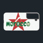 Morocco is a heritage worthy of pride samsung galaxy case<br><div class="desc">This design captures a contemporary celebration of Moroccan identity: a flat, modern five‑point star abstracted from zellige geometry with deliberate gaps that suggest tile joints and handcrafted rhythm; a clean, display wordmark integrated across the star where each 'o' subtly references camel, old keyhole‑shaped negative space, and palm in simplified form;...</div>
