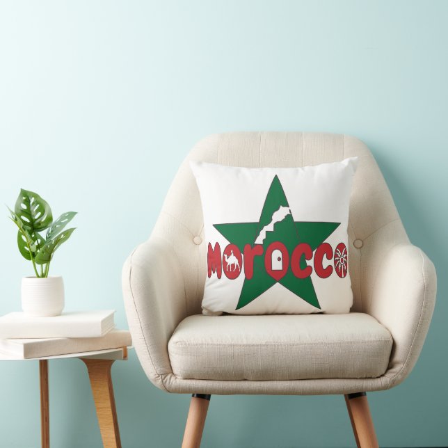 Morocco is a wordmark of doors, dunes, and palms cushion (Chair)