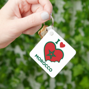 Morocco Keychain, Heart and Green Star Key Ring