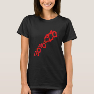 Morocco Lettering In Map With Moroccan Flag Suppor T-Shirt