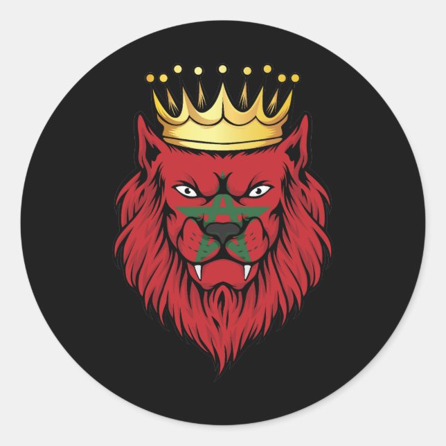 Morocco  Lion King Flag  Classic Round Sticker (Front)
