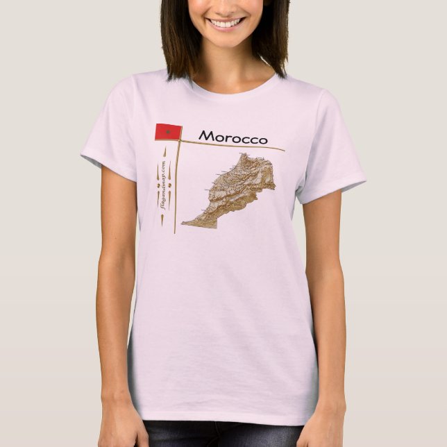 Morocco Map + Flag + Title T-Shirt (Front)