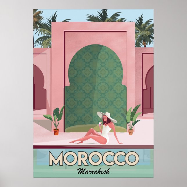 Morocco marrakech travel poster (Front)