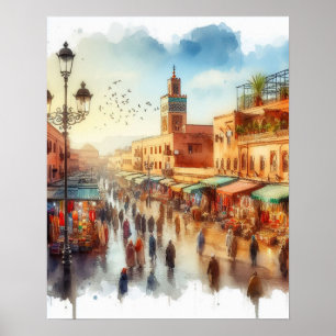 Morocco Marrakesh Medina Poster