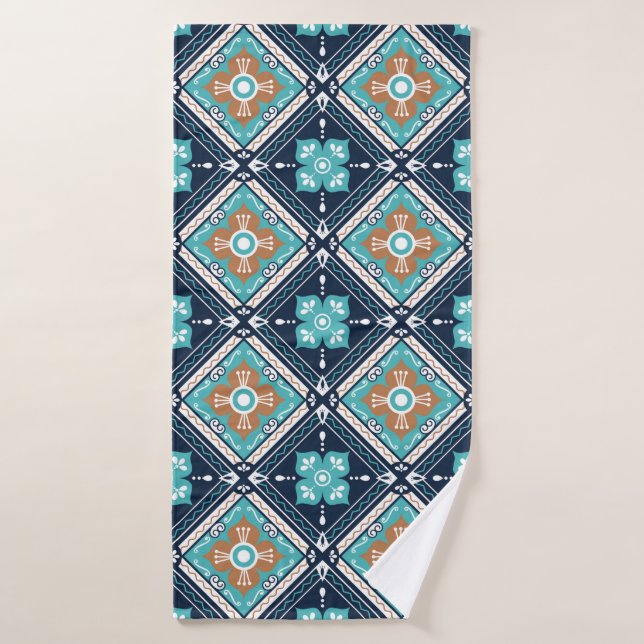 Morocco Mexican Seamless Decorative Pattern Backgr Bath Towel (Bath Towel)