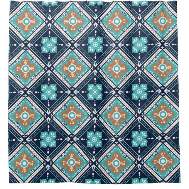 Morocco Mexican Seamless Decorative Pattern Backgr Shower Curtain (Front)