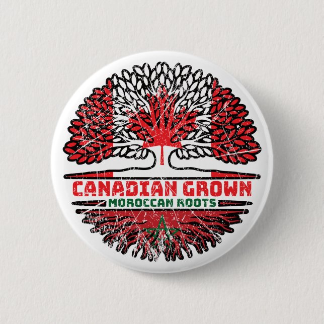 Morocco Moroccan Canadian Canada Tree Roots Flag 6 Cm Round Badge (Front)