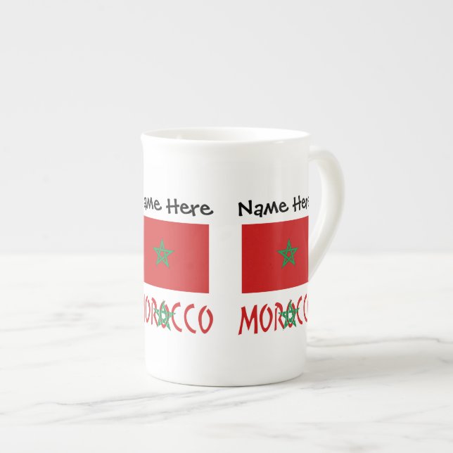 Morocco Moroccan Flag Personalised  Bone China Mug (Front Right)