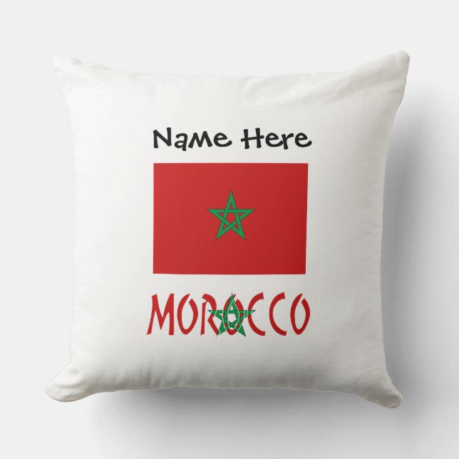 Morocco Moroccan Flag Personalised Name  Cushion (Front)