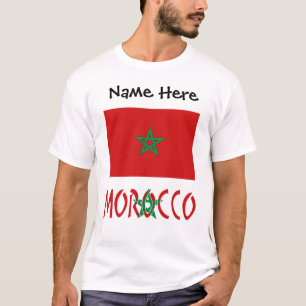 Morocco Moroccan Flag Personalised Name  T-Shirt