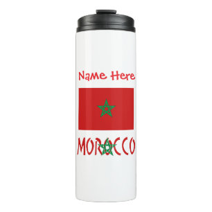 Morocco Moroccan Flag Red Personalised Name Thermal Tumbler