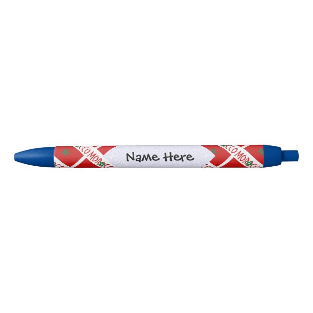 Morocco Moroccan Flag Tiled Personalised Name  Black Ink Pen (Front)
