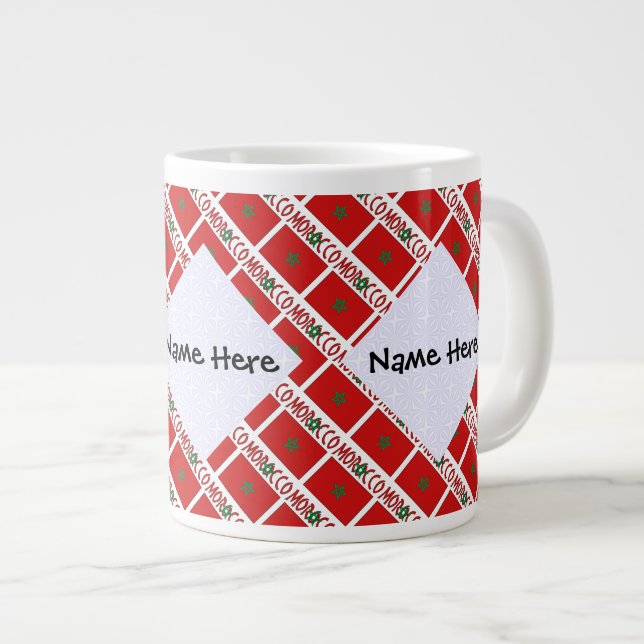 Morocco Moroccan Flag Tiled Personalised Name  Large Coffee Mug (Front Right)
