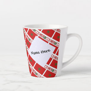 Morocco Moroccan Flag Tiled Personalised Name Latte Mug