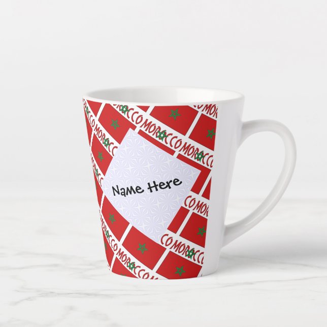 Morocco Moroccan Flag Tiled Personalised Name  Latte Mug (Right)