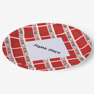 Morocco Moroccan Flag Tiled Personalised Name Paper Plate
