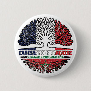 Morocco Moroccan French France Tree Roots Flag 6 Cm Round Badge