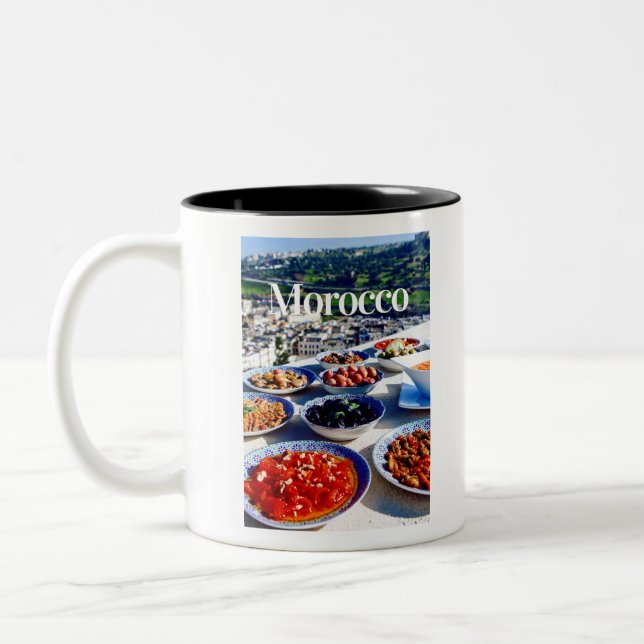 Morocco  | Moroccan | Moroccan Food | Morocco trip Two-Tone Coffee Mug (Left)