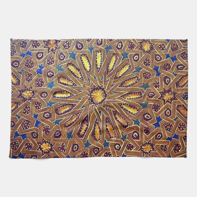 morocco mosaic islam decoration geometry arab tea towel (Horizontal)