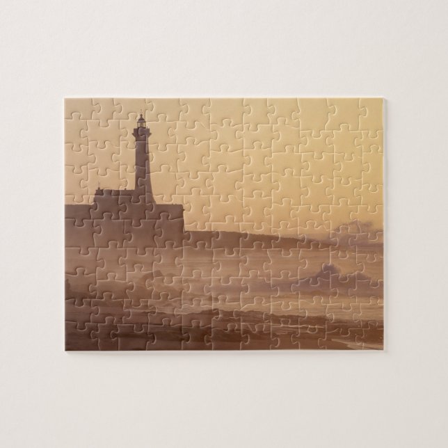 Morocco, Rabat, Lighthouse at sunset with Jigsaw Puzzle (Horizontal)