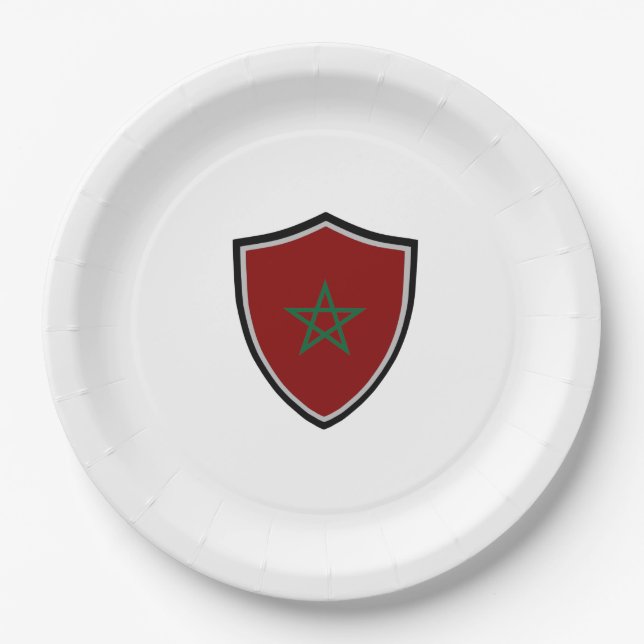 Morocco shield flag paper plate (Front)