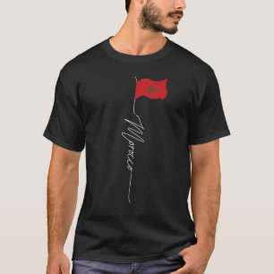 Morocco Signature Flag Elegant Patriotic Moroccan T-Shirt