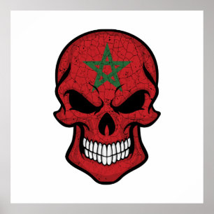 Morocco Smiling Skull Flag Poster