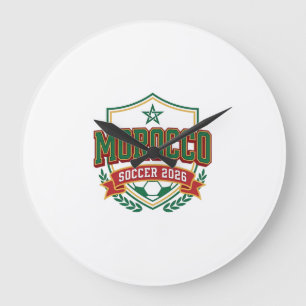 Morocco Soccer 2026 Soccer Bold Country Typography Large Clock