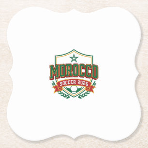 Morocco Soccer 2026 Soccer Bold Country Typography Paper Coaster