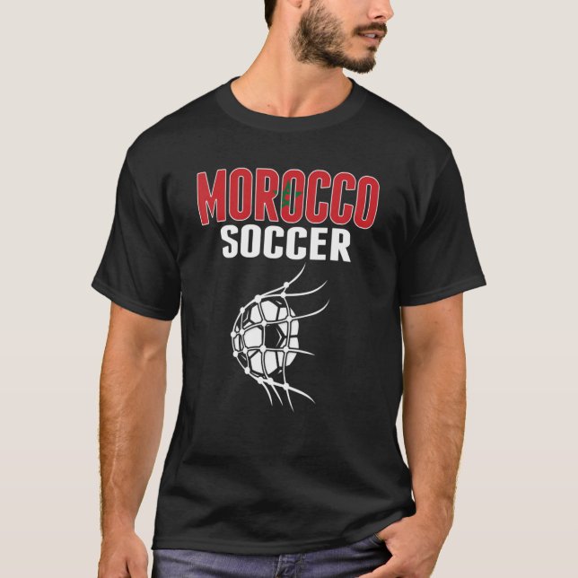 Morocco Soccer Ball In Net   Moroccan Football Sup T-Shirt (Front)